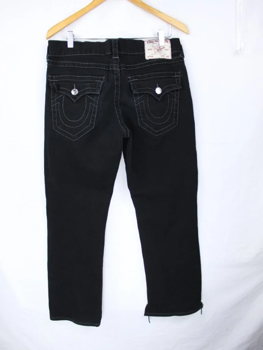 TRUE RELIGION MEN'S BLACK PANTS RICKY RELAXED STRAIGHT SIZE 34 GRUNGE AS-IS